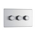 Screwless 3 Gang 2 Way Intelligent LED Dimmer Trailing Edge 100W LED (200W inc) Brushed Steel BG Nexus FBS83-01