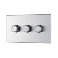 Screwless 3 Gang 2 Way Intelligent LED Dimmer Trailing Edge 100W LED (200W inc) Brushed Steel BG Nexus FBS83-01