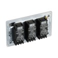 Screwless 3 Gang 2 Way Intelligent LED Dimmer Trailing Edge 100W LED (200W inc) Brushed Steel BG Nexus FBS83-01