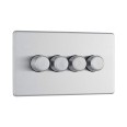 Screwless 4 Gang 2 Way Intelligent LED Dimmer Trailing Edge 100W LED (200W inc) Brushed Steel BG Nexus FBS84-01