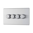 Screwless 4 Gang 2 Way Intelligent LED Dimmer Trailing Edge 100W LED (200W inc) Brushed Steel BG Nexus FBS84-01