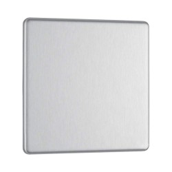 Screwless 1 Gang Single Blanking Plate Flat Plate Brushed Chrome BG Nexus FBS94-01 Blank Plate