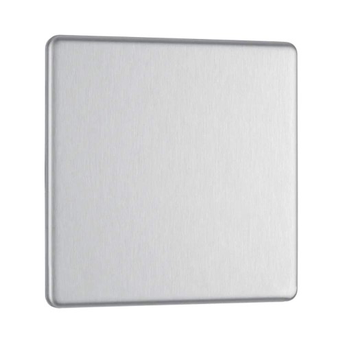 Screwless 1 Gang Single Blanking Plate Flat Plate Brushed Chrome BG Nexus FBS94-01 Blank Plate