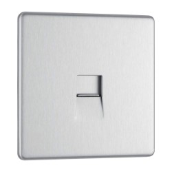 Screwless 1 Gang Master Telephone Socket Brushed Steel Flat Plate BG Nexus FBSBTM1-01 Master BT Socket