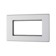 Screwless 2 Gang 4 Module Euro Plate in Brushed Steel Flat Plate, BG Nexus FBSEMR4-01 Cover Plate