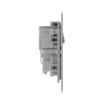 1 Gang 13A Switched Single DP Socket Brushed Steel Metal Flat Plate with Screws, BG Nexus SBS21G