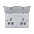 2 Gang 13A Unswitched Double Floor Socket with Screws in Stainless Steel with Spring Hinged Cover, BG Nexus SBS24G/FR