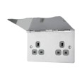 2 Gang 13A Unswitched Double Floor Socket with Screws in Stainless Steel with Spring Hinged Cover, BG Nexus SBS24G/FR