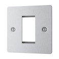 1 Gang Euro Plate in Brushed Steel for a Single Module, Euro Front Flat Plate with Screws BG Nexus SBSEMS1