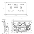 2 Gang SP Switched Socket with 2x USB-A (5V DC 2.4A shared) Matt White Screwless Plate with White Trim Knightsbridge SFR9224MW