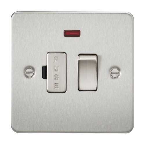 13A Switched Fused Spur with Neon Brushed Chrome Flat Plate Knightsbridge FP6300NBC