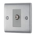 1 Gang Single Satellite Socket Brushed Steel BG Nexus NBS64-01 Raised Plate SAT Socket