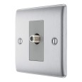 1 Gang Single Satellite Socket Brushed Steel BG Nexus NBS64-01 Raised Plate SAT Socket