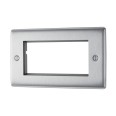 2 Gang Euro Cover Plate for 4 Euro Modules Brushed Steel Metal Raised Plate BG Nexus NBSEMR4-01