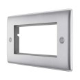 2 Gang Euro Cover Plate for 4 Euro Modules Brushed Steel Metal Raised Plate BG Nexus NBSEMR4-01