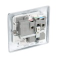 1 Gang 13A Single Switched Socket in Polished Chrome Raised Plate White Plastic Trim, BG Nexus NPC21W-01