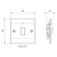 1 Gang 20A Double Pole Switch with Indicator in Polished Chrome Raised Plate, BG Nexus NPC31-01