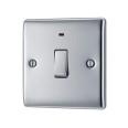 1 Gang 20A Double Pole Switch with Indicator in Polished Chrome Raised Plate, BG Nexus NPC31-01