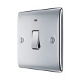 1 Gang 20A Double Pole Switch with Indicator in Polished Chrome Raised Plate, BG Nexus NPC31-01