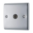 1 Gang Co-axial TV/FM Socket Outlet Polished Chrome Raised Plate BG Nexus Metal NPC60-01 Coax Socket