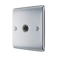 1 Gang Co-axial TV/FM Socket Outlet Polished Chrome Raised Plate BG Nexus Metal NPC60-01 Coax Socket