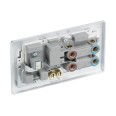 45A Red Rocker Cooker Switch and Switched 13A Socket with Indicators Polished Chrome Raised Plate White Trim BG Nexus Metal NPC70W-01