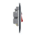 45A Red Rocker Cooker Switch and Switched 13A Socket with Indicators Polished Chrome Raised Plate White Trim BG Nexus Metal NPC70W-01