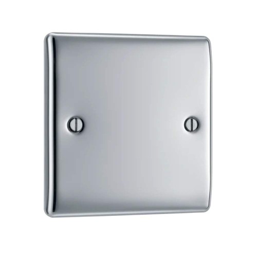 1 Gang Single Blank Plate in Polished Chrome Raised Plate BG Nexus Metal NPC94-01 Blanking Plate