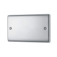 2 Gang Double Blank Plate in Polished Chrome Raised Plate BG Nexus Metal NPC95-01 Blanking Plate