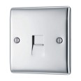 1 Gang Secondary Phone Socket in Polished Chrome Raised Plate, BG Nexus Metal NPCBTS1-01 BT Slave Socket