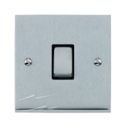 1 Gang Double Pole 20A Switch in Satin Chrome Low Profile Plate with Black Trim, Richmond Elite