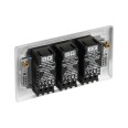 3 Gang 2 Way Push Trailing Edge Intelligent LED Dimmer 5-100W BG Nexus NBS83-01 Brushed Steel Raised Plate