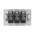 3 Gang 2 Way Push Trailing Edge Intelligent LED Dimmer 5-100W BG Nexus NBS83-01 Brushed Steel Raised Plate