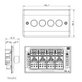 4 Gang 2 Way Push Trailing Edge Intelligent LED Dimmer 5-100W BG Nexus NBS84-01 Brushed Steel Raised Plate