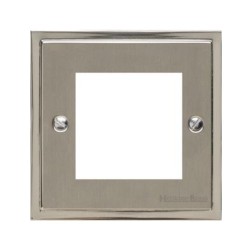 2 Gang Euro Module Stepped Plate in Satin Nickel Plate/Polished Nickel Edge with Black Insert (Plate Only)