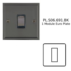 1 Module Euro Plate Black Nickel Elite Stepped Plate with Black Insert (Cover Plate Only)