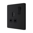 BG Evolve PCDMB21B 1 Gang 13A Switched Socket Outlet Matt Black Plastic Screwless Plate with Black Insert