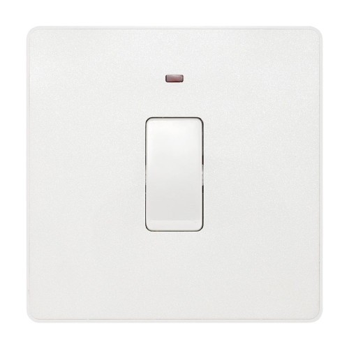 BG Evolve PCDCL31W 20A Double Pole Switch with LED Indicator in Pearlescent White with White Switch