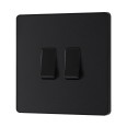 BG Evolve PCDMB42B 20A 16AX 2 Gang 2 Way Switch Matt Black Plastic Screwless Plate with Black Insert