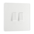 BG Evolve PCDCL42W 20A 16Ax 2 Gang 2 Way Switch Pearlescent White Plastic Screwless Plate with White Insert