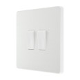 BG Evolve PCDCL42W 20A 16Ax 2 Gang 2 Way Switch Pearlescent White Plastic Screwless Plate with White Insert