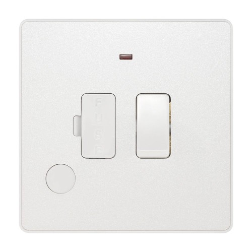 BG Evolve PCDCL52W 13A Switched Spur with Flex Outlet and Neon Pearlescent White Plastic Screwless Plate with White Insert