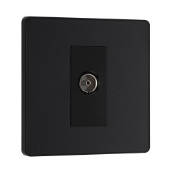 BG Evolve PCDMB60B 13A Co-Axial Socket Outlet Matt Black Plastic Screwless Plate with Black Insert