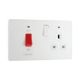 BG Evolve PCDCL70W 45A DP Cooker Control Unit 13A Switched Socket in Pearlescent White with White Switch