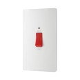 BG Evolve PCDCL72W 45A DP Red Cooker Switch with LED Indicator Double Plate in Pearlescent White Plate