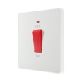 BG Evolve PCDCL74W 45A DP Red Cooker Switch with LED Indicator Single Plate in Pearlescent White Plate