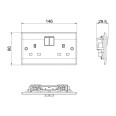 2 Gang 13A SP Switched Socket Outlet in Moulded White Rounded Edges BG Nexus 822-01