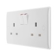 2 Gang 13A SP Switched Socket Outlet in Moulded White Rounded Edges BG Nexus 822-01