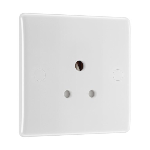 1 Gang 5A Round Pin Unswitched Socket Outlet Moulded White with Round Edges BG Nexus 829