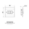 3 Gang 2 Way 20A 16AX Triple Switch in White Moulded with Rounded Edge BG Nexus 843